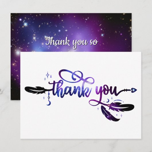 Carte De Remerciements Boho céleste pourpre (Devant / Derrière)