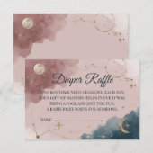Carte De Remerciements Boho Celestial Diaper Raffle Card | Gold Moon (Devant / Derrière)