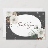 Carte De Remerciements Boho Charcoal Pine Winter Sparkle Mariage (Devant)