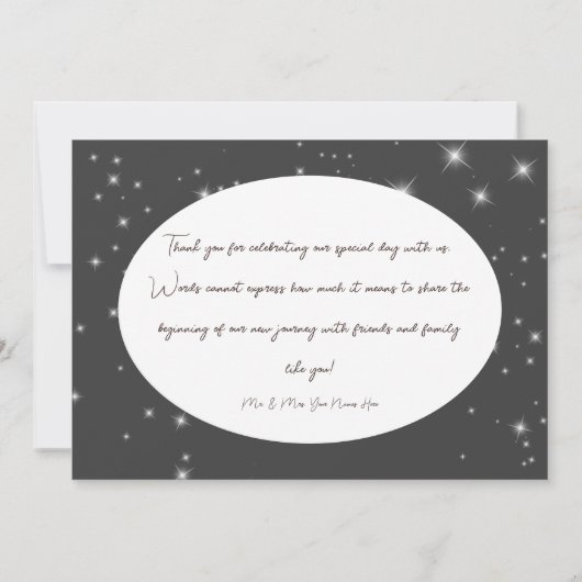 Carte De Remerciements Boho Charcoal Pine Winter Sparkle Mariage (Dos)