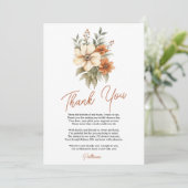 Carte De Remerciements Boho Chic Bouquet Floral en Terracotta pour Enterr (Debout devant)