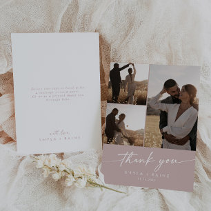 Carte De Remerciements Boho Chic Dusty Rose rose Mariage Photo Collage