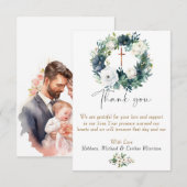 Carte De Remerciements Boho Chic Floral Girls Baptême (Devant / Derrière)