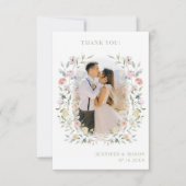 Carte De Remerciements Boho Chic Floral Greenery Mariage Photo (Devant)
