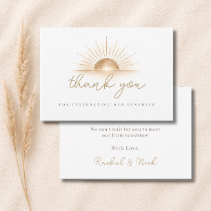Carte De Remerciements Boho Chic Little Sunshine Baby Shower Neutre