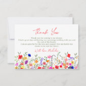 Carte De Remerciements Boho chic moderne vive fleurs sauvages nuptiale (Devant)