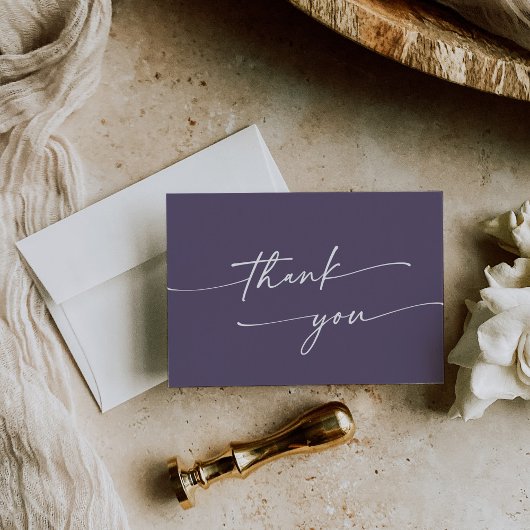 Carte De Remerciements Boho Chic Plum Purple Flat Mariage