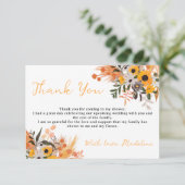 Carte De Remerciements Boho chic rustique tournesols orange mariage (Debout devant)