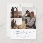 Carte De Remerciements Boho Chic Turquoise et blanc Mariage photo Collage (Devant)