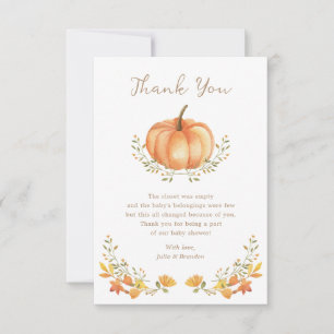 Carte De Remerciements Boho Citrouille Automne Autumn Foliage Baby shower