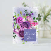 Carte De Remerciements Boho Classy Aquarelle Violet Floral (Debout devant)