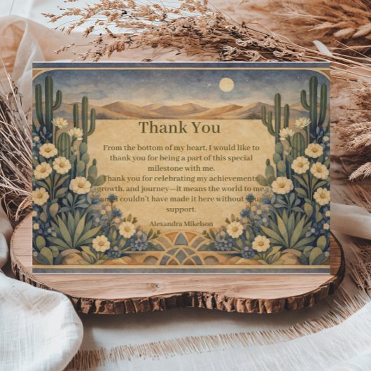 Carte De Remerciements Boho Desert Cactus Birthday