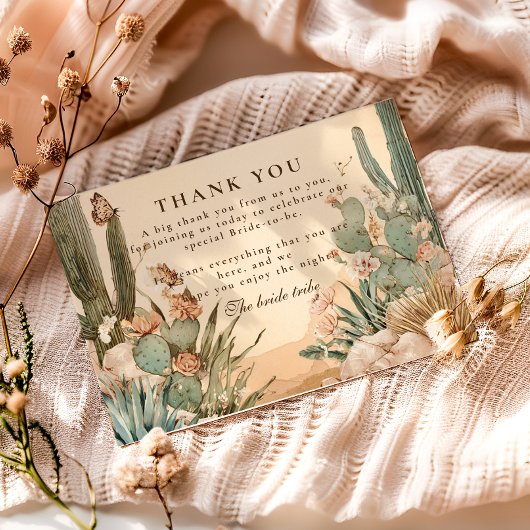 Carte De Remerciements Boho Desert Cactus Bridal Shower
