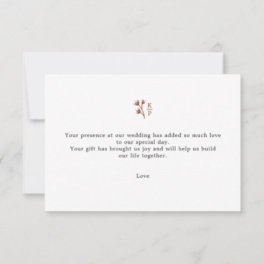 Carte De Remerciements Boho Earthy Botanical Élégant ivoire (Dos)