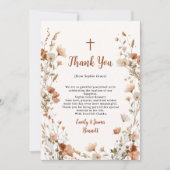 Carte De Remerciements Boho élégant Fleur sauvage Dusty Rose Photo Baptêm (Devant)