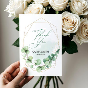 Carte De Remerciements Boho Élégant Verdure Fête de Mariage au Eucalyptus