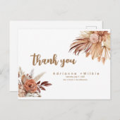 Carte de remerciements Boho et Pampas modifiable. (Devant / Derrière)