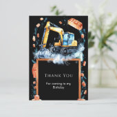 Carte De Remerciements Boho Excavator Construction Anniversaire (Debout devant)