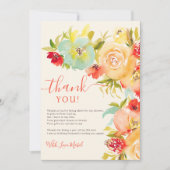 Carte De Remerciements Boho Fall élégante aquarelle fleurie douche nuptia (Devant)