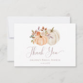 Carte De Remerciements Boho Fall Floral Blanc Citrouille Fête des mariées (Devant)