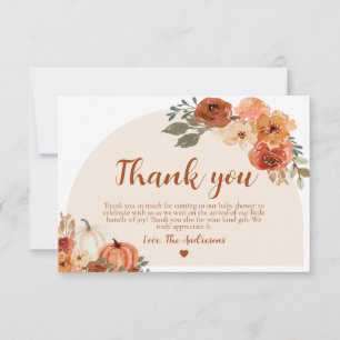 Carte De Remerciements Boho Fall Little Citrouille Automne Baby shower Fl
