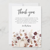 Carte De Remerciements Boho Fall Wildflower Baby Shower (Devant)