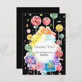 Carte De Remerciements Boho Féérique Anniversaire Candyland (Devant / Derrière)