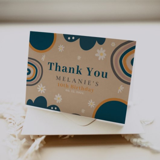 Carte De Remerciements Boho Fleur de Daisy Beige Anniversaire