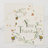 Carte De Remerciements Boho Fleur sauvage Beige Baby shower Beige  (Devant / Derrière)