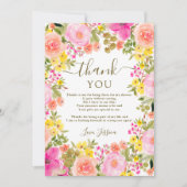 Carte De Remerciements Boho fleur sauvage jardin rose nuptiale (Devant)