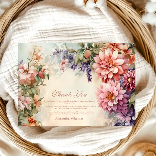 Carte De Remerciements Boho Fleur sauvage Meadow Graduation