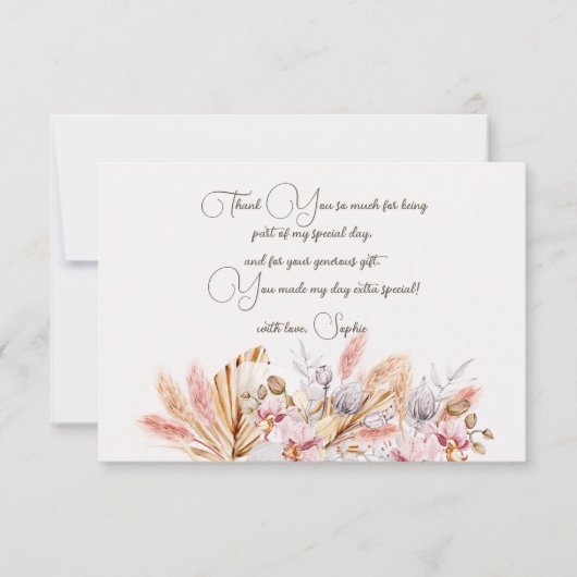 Carte De Remerciements Boho fleurs adulte Anniversaire (Devant)