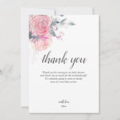 Carte De Remerciements Boho Fleurs Rose Clair Baby Shower (Devant)