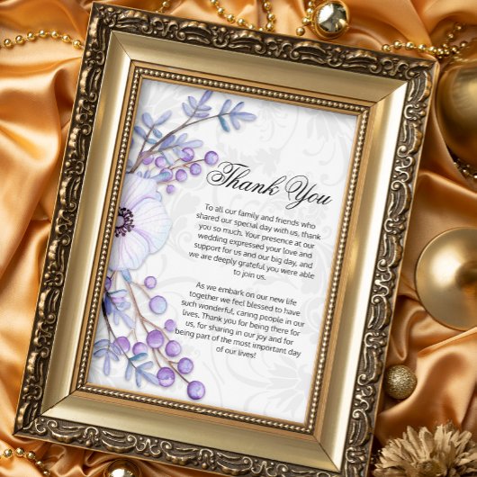 Carte De Remerciements Boho Floral Berries Purple Mariage