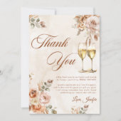 Carte De Remerciements Boho Floral Brunch et Bubbly Fête des mariées (Devant)