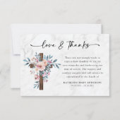 Carte De Remerciements Boho Floral Cross Script Funérailles (Devant)