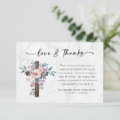 Carte De Remerciements Boho Floral Cross Script Funérailles (Debout devant)