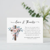 Carte De Remerciements Boho Floral Cross Script Funérailles (Debout devant)