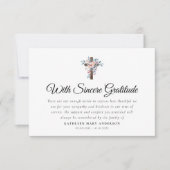 Carte De Remerciements Boho Floral Cross Script Funérailles (Devant)