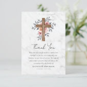 Carte De Remerciements Boho Floral Cross Sympathy Funeral (Debout devant)