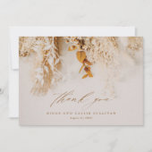 Carte De Remerciements Boho Floral Élégant Mariage Script (Devant)