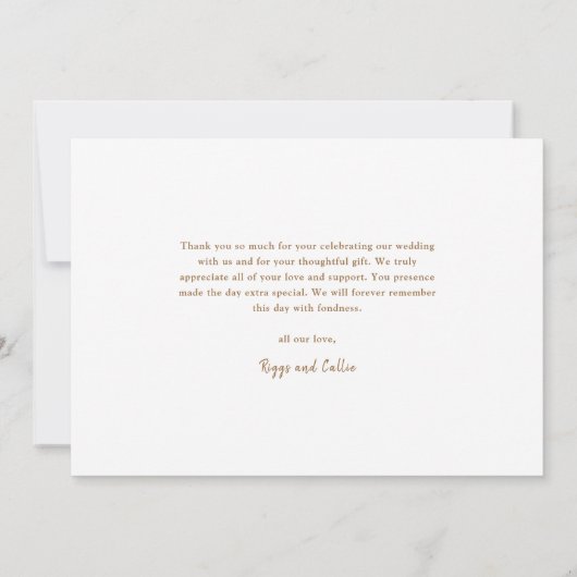 Carte De Remerciements Boho Floral Élégant Mariage Script (Dos)