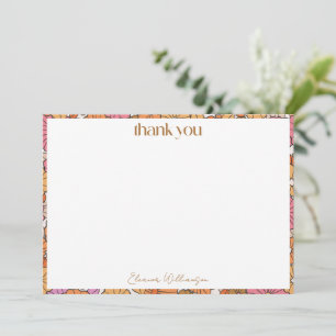 Carte De Remerciements Boho Floral Orange Terreux Mariage Personnalisé