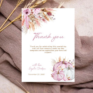 Carte De Remerciements Boho Floral Petit Baby shower Citrouille rose