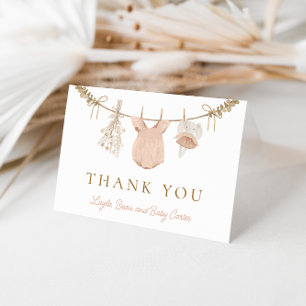 Carte De Remerciements Boho Girl Baby shower de ligne de linge
