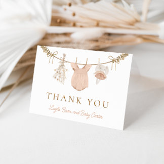 Carte De Remerciements Boho Girl Baby shower de ligne de linge