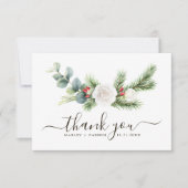 Carte De Remerciements Boho Green Script Mariage À feuillage persistant (Devant)