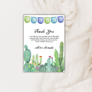 Carte De Remerciements Boho Green Taco Fiesta Cactus Baby shower