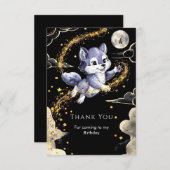 Carte De Remerciements Boho Howling Wolf Anniversaire (Devant / Derrière)