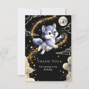 Carte De Remerciements Boho Howling Wolf Anniversaire